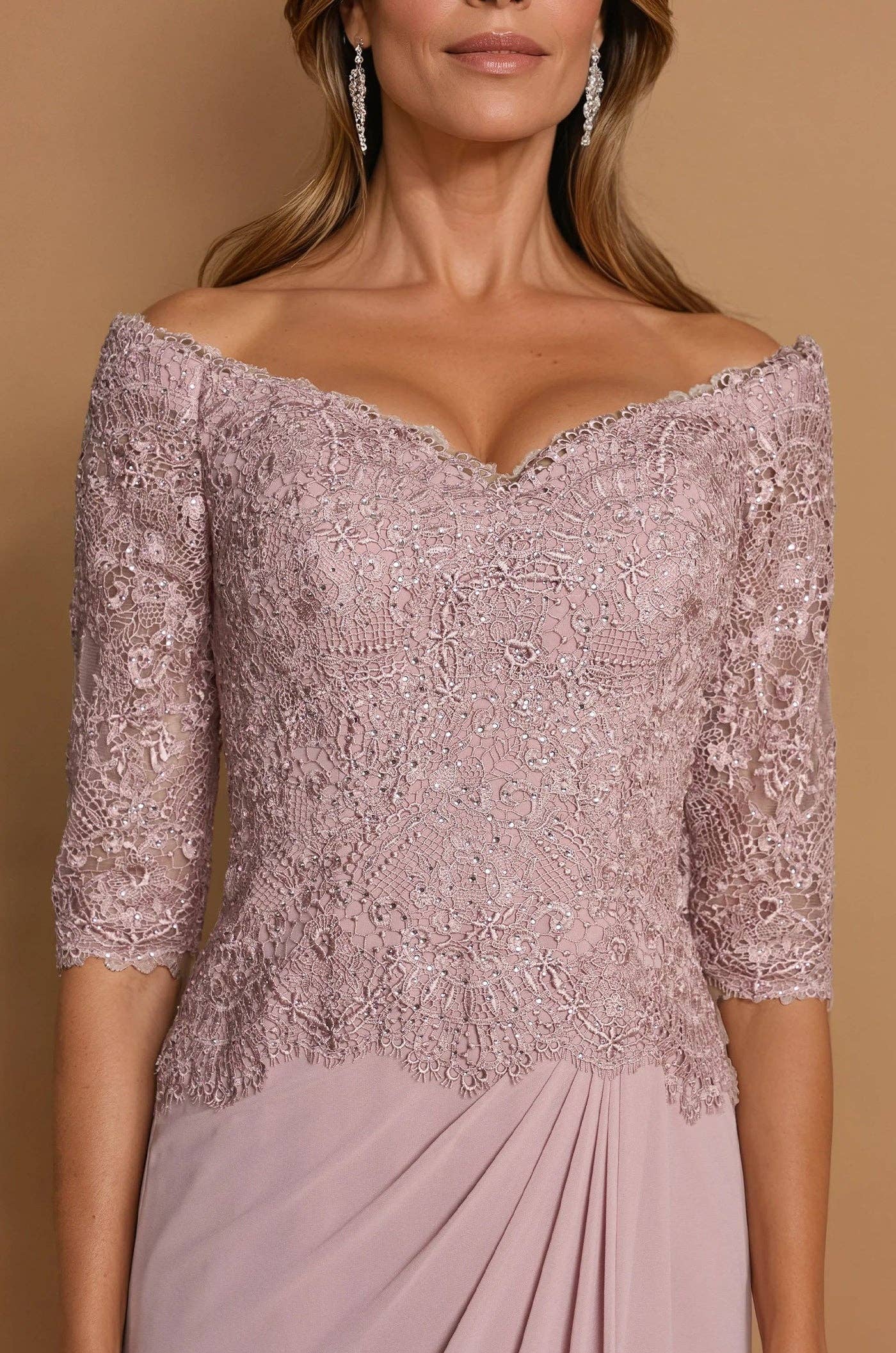 Long Sleeve Lace Mother of the Bride Dress