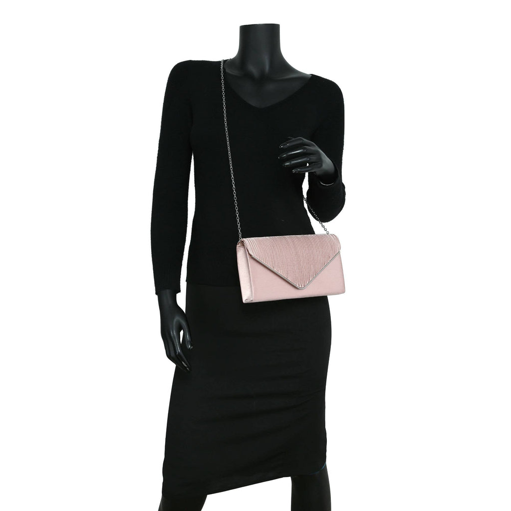 Pleated Details Satin Clutch Bag