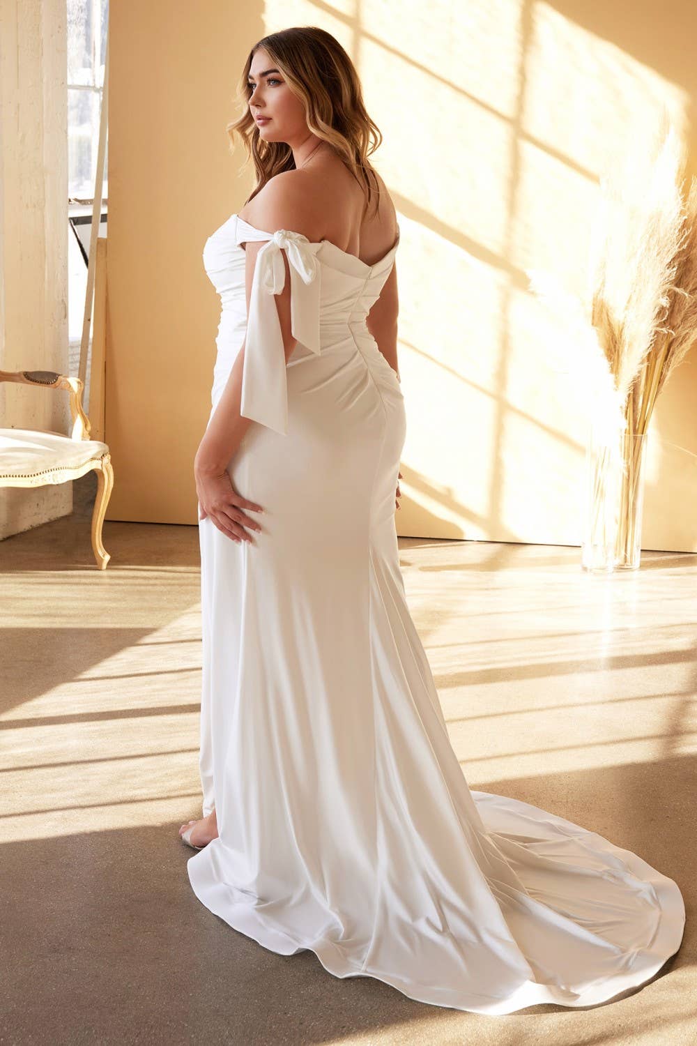 Vestido de novia de sirena de talla grande | Vestido de novia tipo cola de pez con mangas anudadas