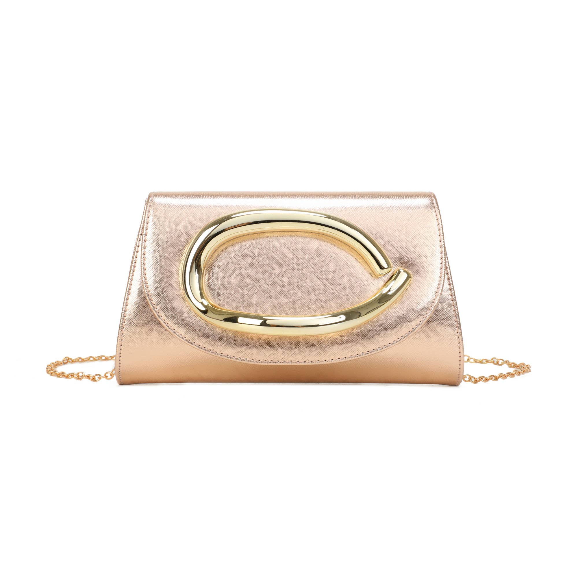 Trapezoid PU Clutch Bag with Metal Hardware