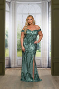 Plus Size Sequin Off Shoulder Maxi Dress