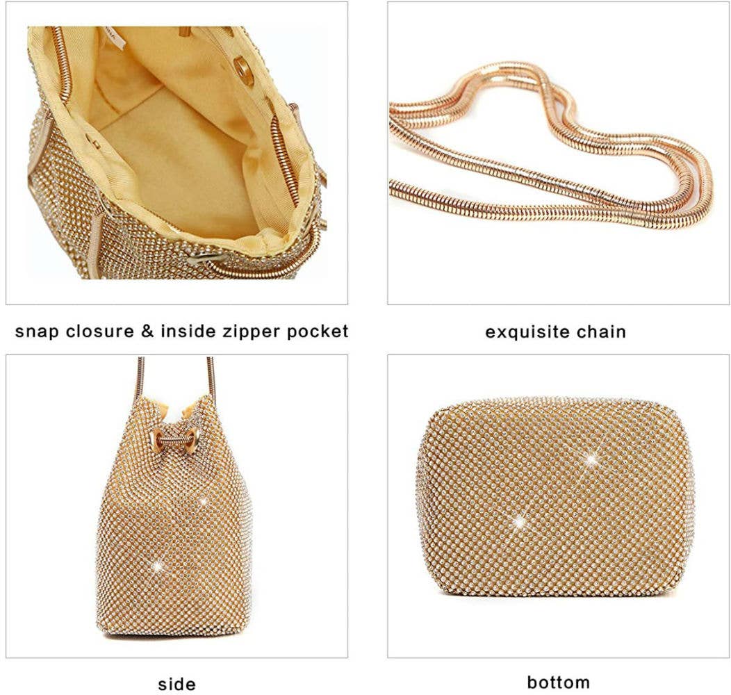 All-Around Diamanté Bucket Clutch Bag