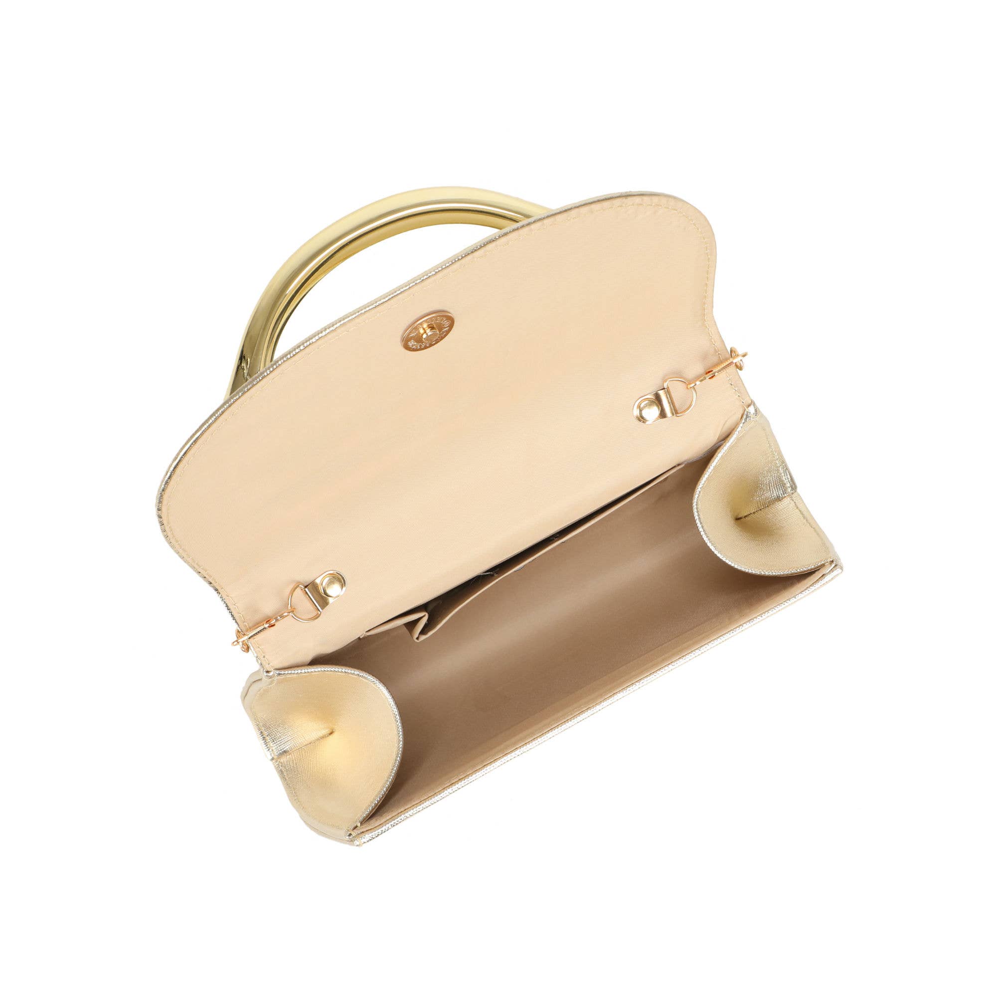 Trapezoid PU Clutch Bag with Metal Hardware