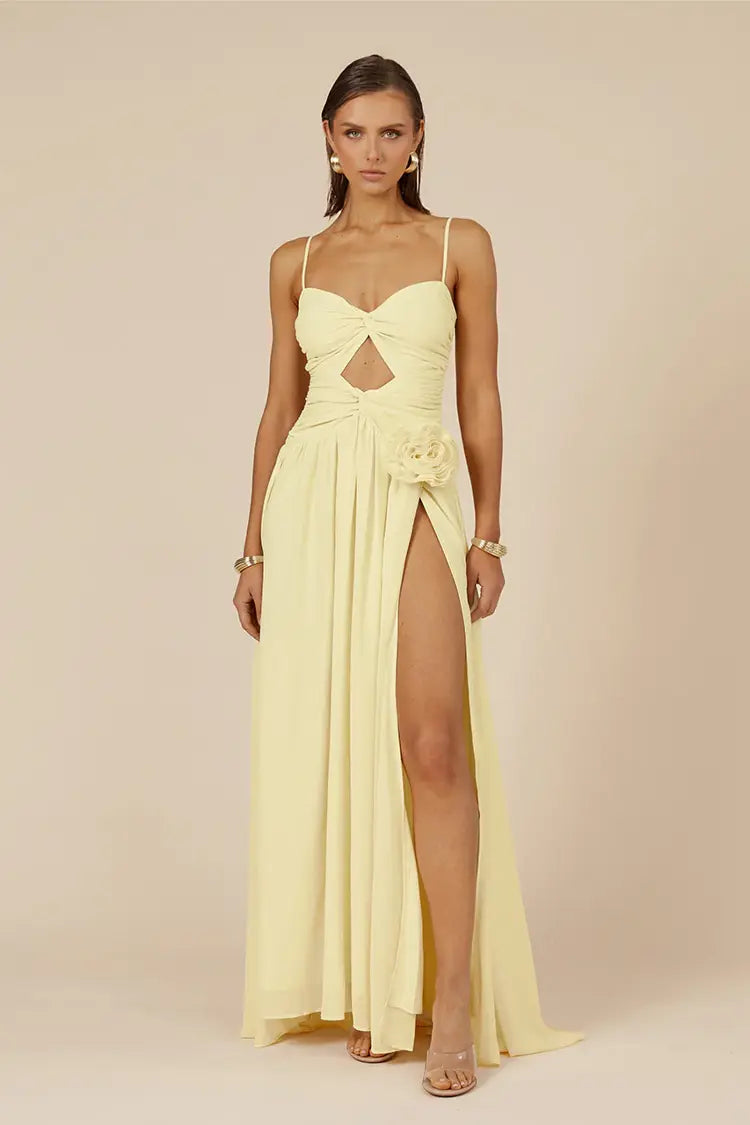 Yellow Ruched Maxi Dress | Danika