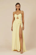 Yellow Ruched Maxi Dress | Danika