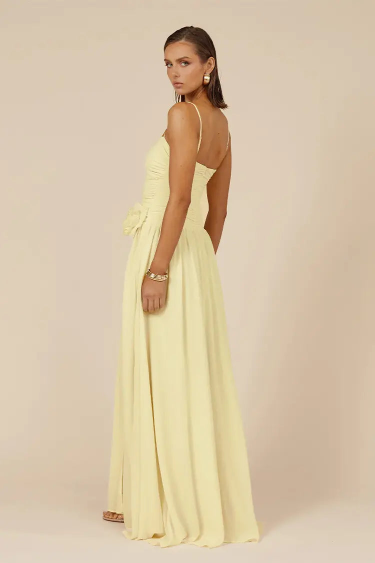 Yellow Ruched Maxi Dress | Danika