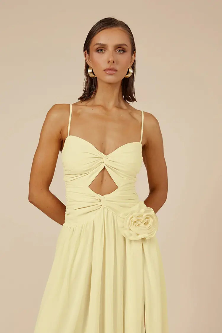Yellow Ruched Maxi Dress | Danika