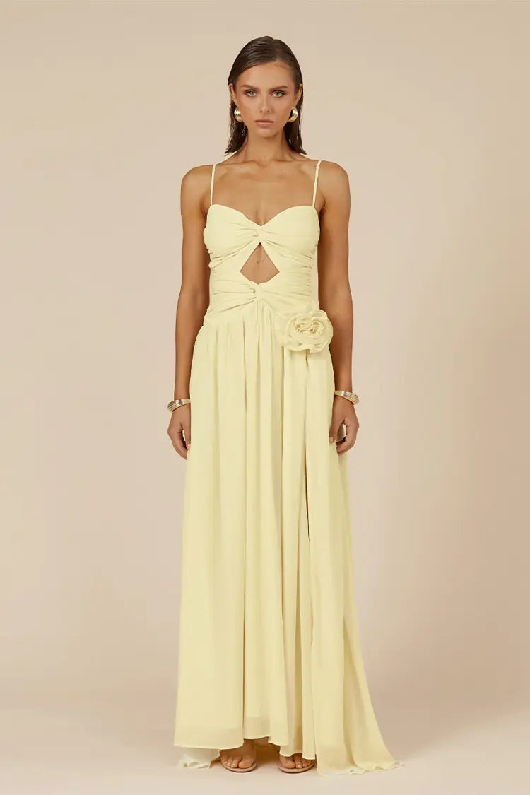 Yellow Ruched Maxi Dress | Danika