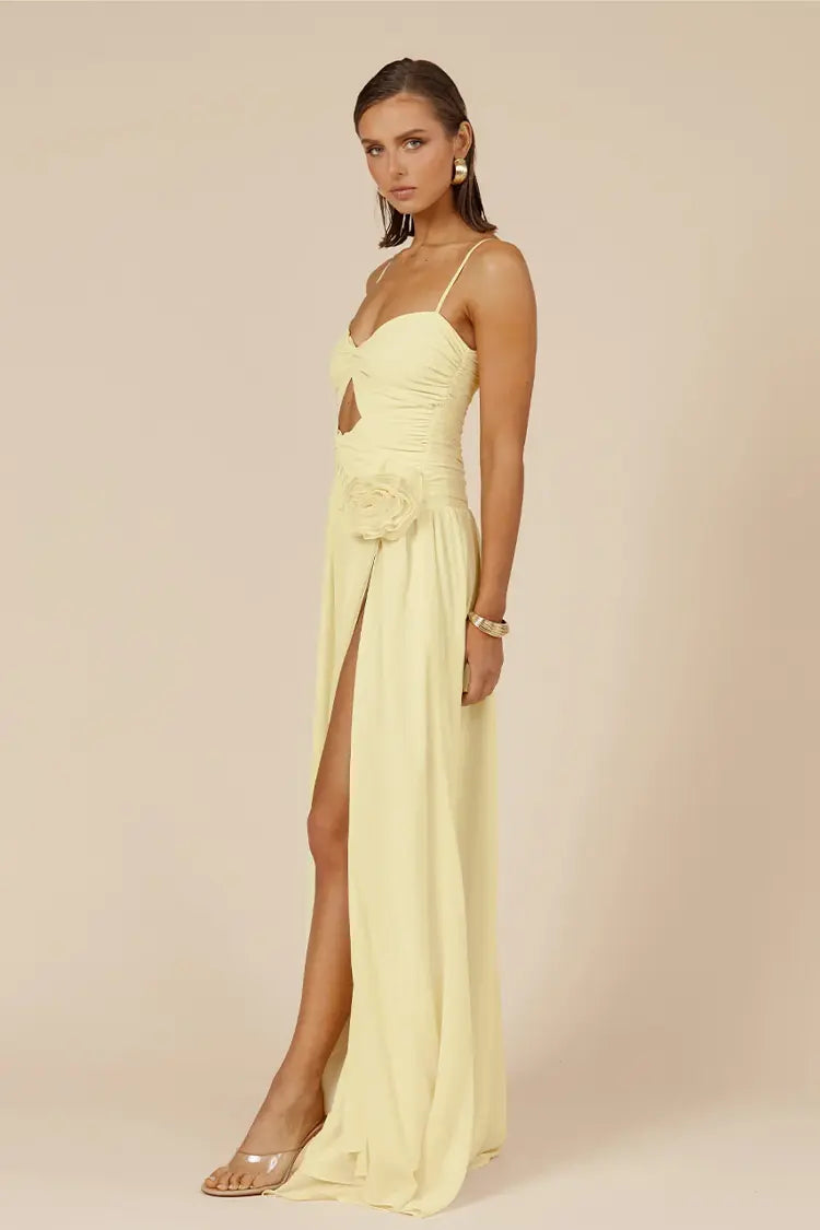 Yellow Ruched Maxi Dress | Danika