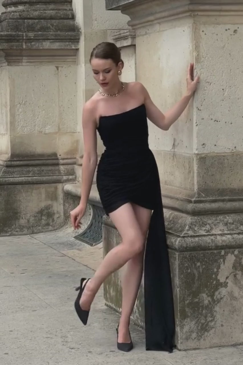 Black Strapless Mini Dress | Night Lover
