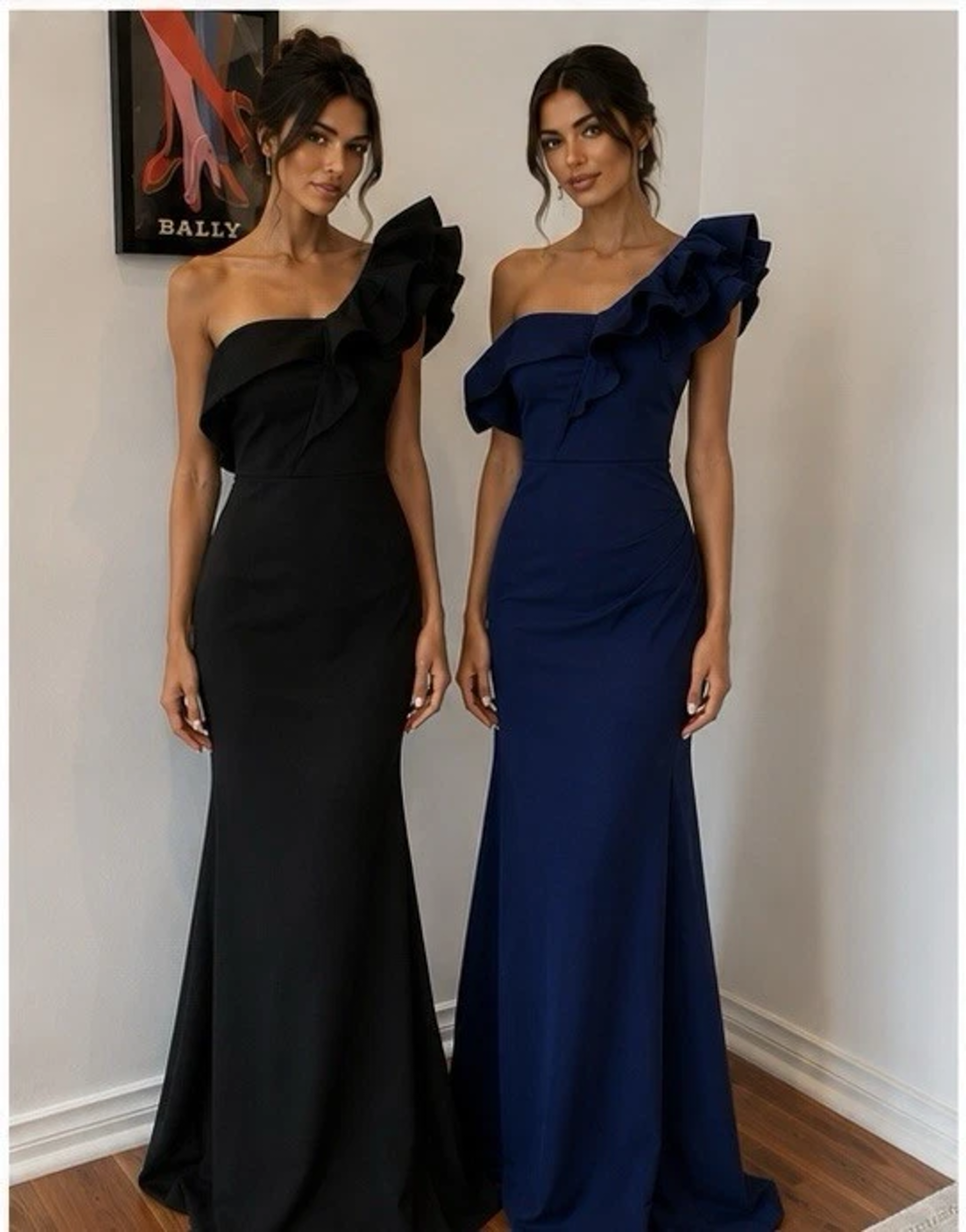 One Shoulder Ruffle Mermaid Gown